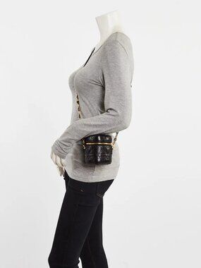 Christian Dior Black Cannage Quilted Dioramour Mini Vanity Chain Bag